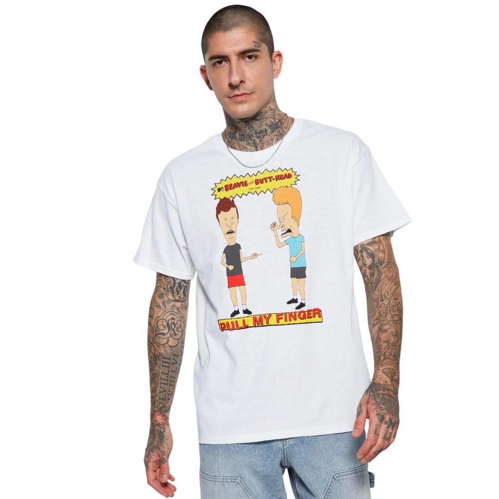 Beavis And Butt-Head MTV Short Sleeve T-Shirt Tee 90's White Men's